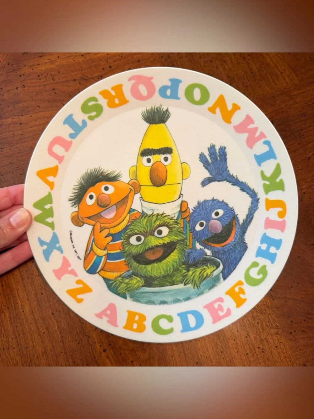 Vintage 1977 Sesame Street Alphabet Melamine Plate | NHP Artisan Ware | Bert Ern